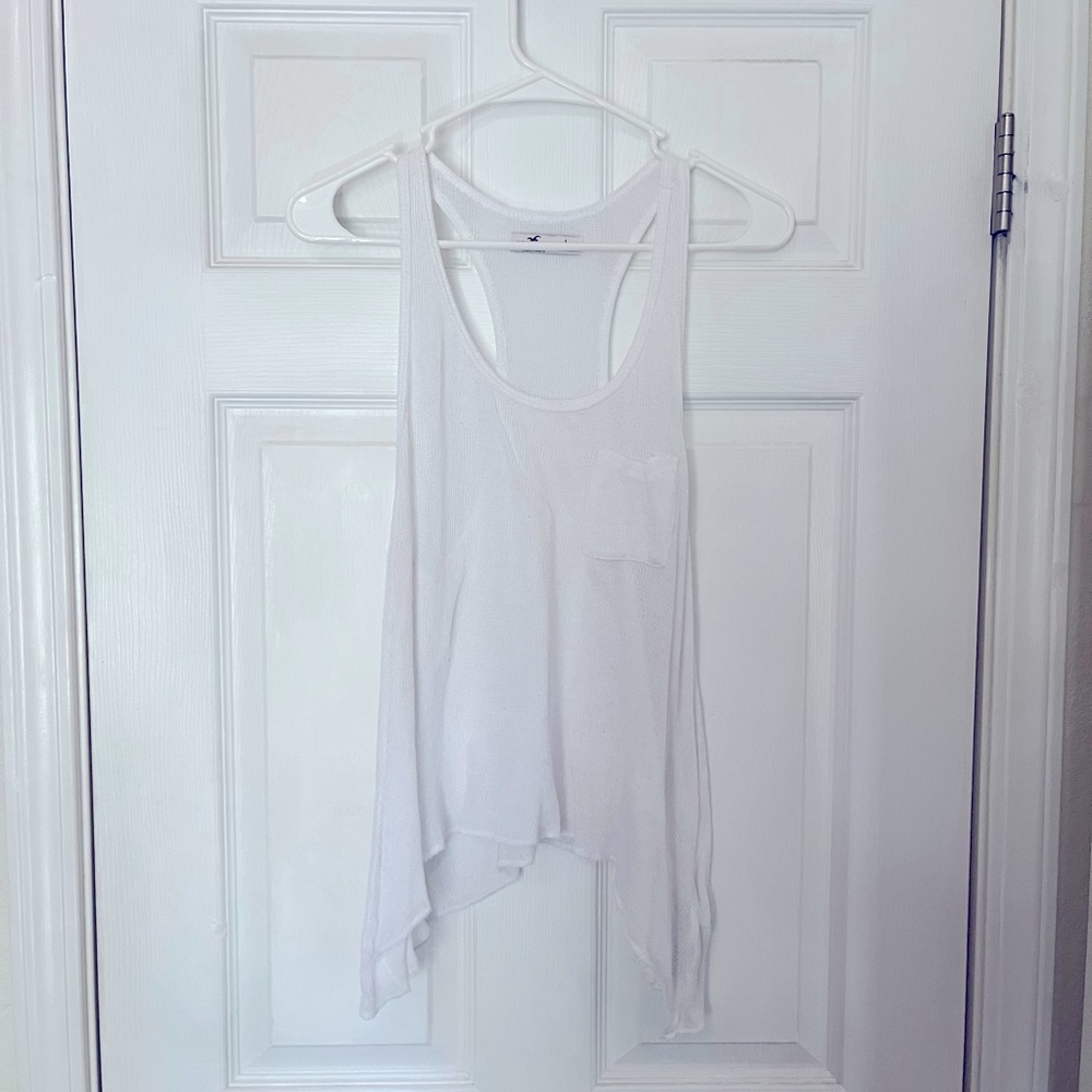 Hollister L sweater tank top sheer white
